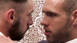 Hardcore anal with two elegant office men in a suit and tie