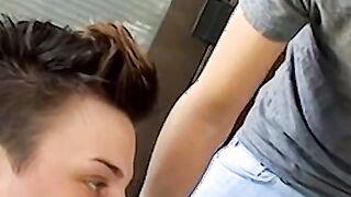 Smoking attractive dude offers his huge dick for sucking