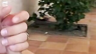 Smoking attractive dude offers his huge dick for sucking