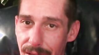 Rough stud smokes during an interview and masturbates solo