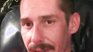Rough stud smokes during an interview and masturbates solo