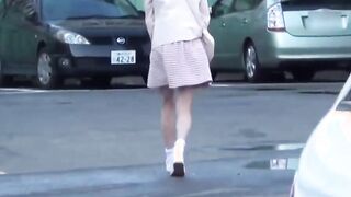 Tasteful Japanese redhead tracks down a mystery spot to pee