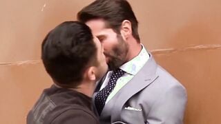 Outside fucking with a dude wearing a classy suit and tie