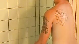 Twink Gran Thiller fills his undies with cum while showering