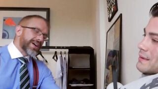 After work an executive stuffs his big cock into his employee