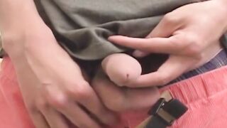 Japanese muscle head with amazing butt strokes his enormous dick unpleasant