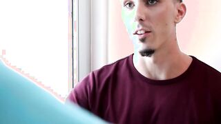Two attractive gay studs have a wild bare fucking session