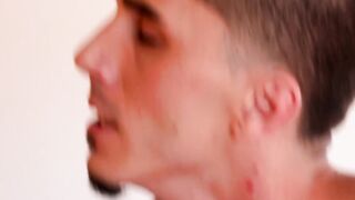 Two attractive gay studs have a wild bare fucking session