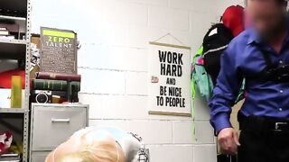 Mall cop makes slutty suspect squirt all over his desk