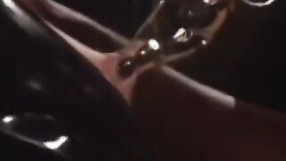 Redhead domina punishes a lesbian sub with a megadildo