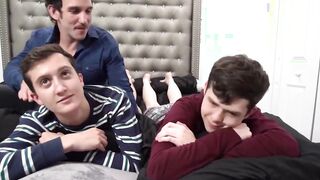 Two youthful twinks partake in their stepdads hard dick inside them