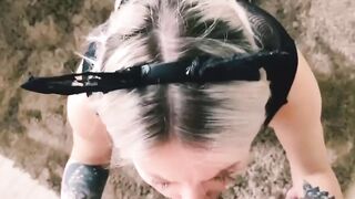 Sexy Kittys Deep Blowjob and Cum on Big Tits