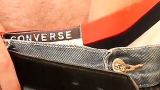Solo twink Billy Da Kidd teases his cock and cums in undies