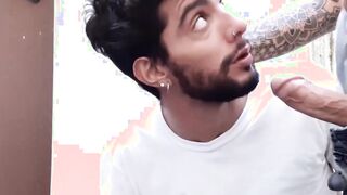 In a passionate 3way a horny straight jock ass was bareback fucked