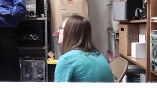 Skinny thief fucked in front of her BF