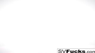 Hottie Blonde bombshell Sarah Vandella uses a long sex toy into her tight twat