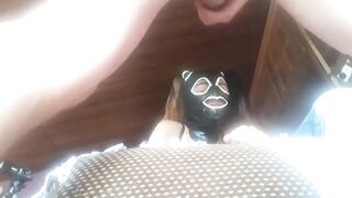 Laura is wearing miniskirt and high heels hard deep throat on a sofa