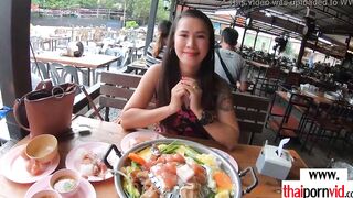 Amateur Thai teenie Polly with long jugs helping to her euro bf