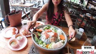 Amateur Thai teenie Polly with long jugs helping to her euro bf