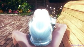 Genshin Impact Anime 3D - pov Eula hand job, oral sex and cowgirl