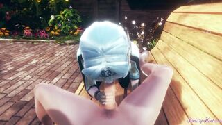 Genshin Impact Anime 3D - pov Eula hand job, oral sex and cowgirl