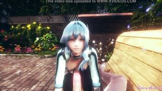 Genshin Impact Anime 3D - pov Eula hand job, oral sex and cowgirl