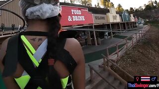 oriental eighteen amateur fun with the BF inside a waterpark and sex afterwards