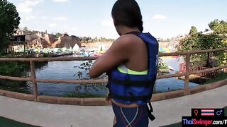 oriental eighteen amateur fun with the BF inside a waterpark and sex afterwards