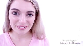 Blonde gets penis deep throat jizzes rough at audition