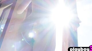 Incredible Sexy barely legal Nicole Fox Bombshell showing off inside Bae panties and striptease nude