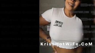 Kriss Hotwife - Changing Clothes and Trying on the New Bold Blouses Marking Long Titties