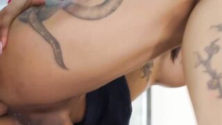 Slutty TS lets her neighbor fuck her tight ass