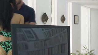 Slutty TS lets her neighbor fuck her tight ass