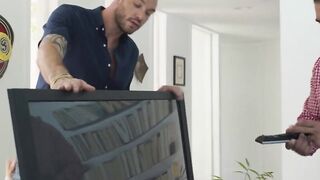 Slutty TS lets her neighbor fuck her tight ass