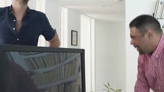 Slutty TS lets her neighbor fuck her tight ass