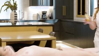 Redhead and blondes oily scissoring massage session