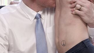 Hot inked twink Tom Bentley surprises horny Legrand Wolf with a sloppy blowjob