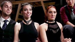 Bound babes fisted and fucked at BDSM orgy party
