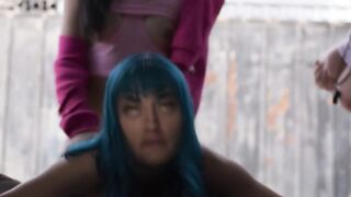 Busty Jewelz Blu fucked by TS at the back of car
