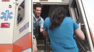 Shemale nurse barebacked in the mobile service
