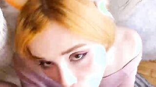 Deep blowjob with cum on face with eleme