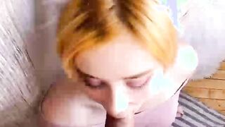 Deep blowjob with cum on face with eleme