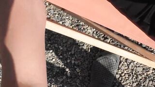 Blonde MILF wants a quick fuck in the garden