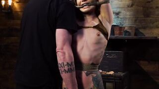 Small tits tattooed Latina tormented