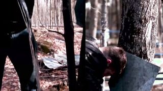 Syrup makers and co workers anal fuck in the woods