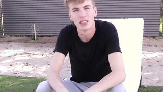 Interview before self contacting and showering for young fellow