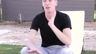 Interview before self contacting and showering for young fellow
