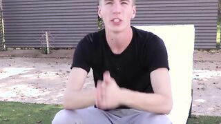 Interview before self contacting and showering for young fellow