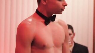 Strange men gropes Austin Young's body down to his pink hole and to his boy cock