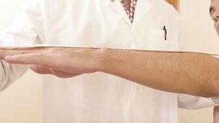 Marcus Ryder got fucked bareback by the doctor while stroking his cock up and down